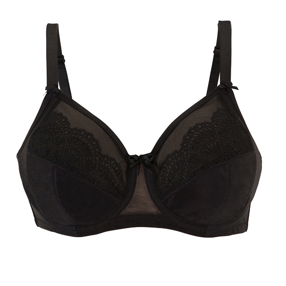 Glamorise 40D WONDERWIRE Bra Satin & Lace UNDERWIRE (FLEXI SIDE BONES) Black NEW - Picture 7 of 16